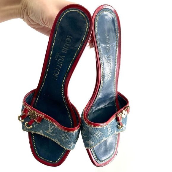 Louis Vuitton Women's Denim with Red Accent Sandal - Picture 4 of 12